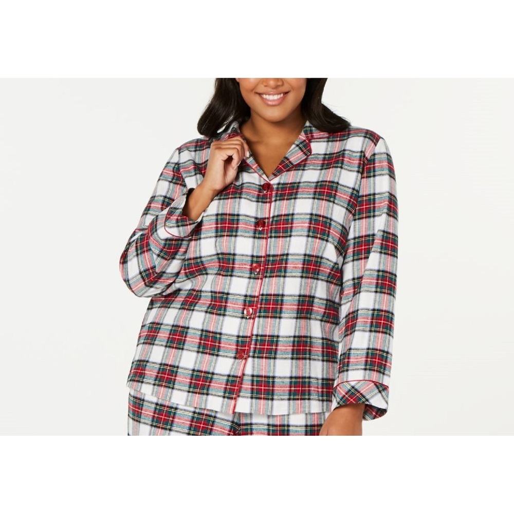 Family Pajamas Womens Plus Size Stewart Plaid Pajamas Top,2X